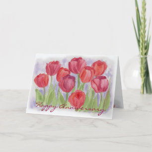 Glückwunschkarte zum Jahrestag Rote Tulpen Karte