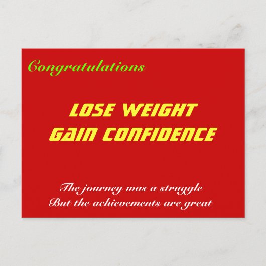Glückwunschkarten für Gewichtsverlust Postkarte (Vorderseite)