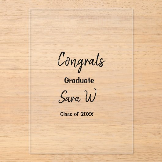 Glückwunschklasse Jahrgangsname Schule Protokoll Acryleinladungen (Vorderseite)