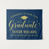 Glückwunschs 2023 Graduate Navy Gold Abschluss Wandteppich (Vorderseite (Horizontal))
