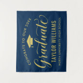 Glückwunschs 2023 Graduate Navy Gold Abschluss Wandteppich (Vorderseite)