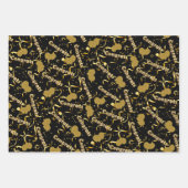 Glückwunschs Black Gold Confetti Balloons Feier Geschenkpapier Set (Vorderseite)