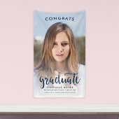 Glückwunschs Blue Script Foto Abschluss Banner