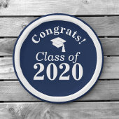 Glückwunschs Class of 2024 Navy White Pappteller
