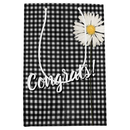 Glückwunschs Daisy on Gingham Mittlere Geschenktüte (Vorderseite)
