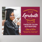 Glückwunschs Foto Maroon Roter Gold Gelber Abschlu Poster (Vorne)