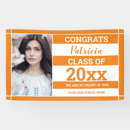 Glückwunschs Grad 2022 Foto Abschluss Orange White Banner (Horizontal)