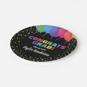 Glückwunschs Grad Balloons Gold Confetti Abschluss Pappteller (Schrägansicht)