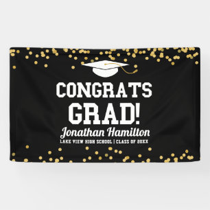 Glückwunschs Grad Black Gold Grad Party Banner
