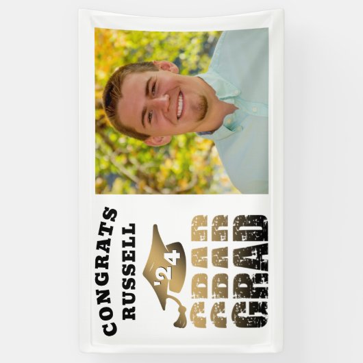 Glückwunschs Grad Black Gold Typografy Foto Banner (Vertikal)