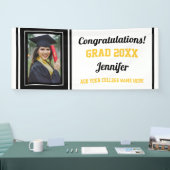 Glückwunschs Grad Black Gold White Foto Abschluss Banner (Messe)