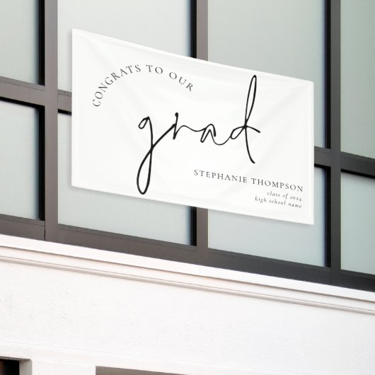 Glückwunschs Grad Black Script Abschluss Announce Banner (Äußeres Gebäude)