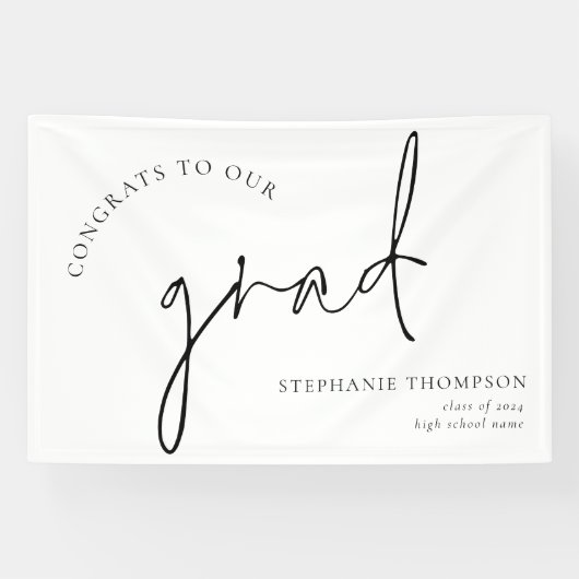 Glückwunschs Grad Black Script Abschluss Announce Banner (Horizontal)