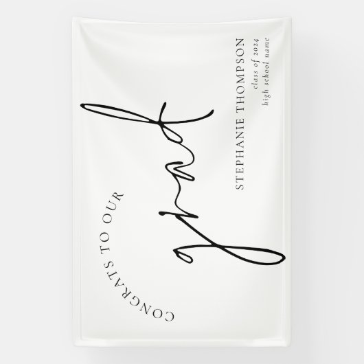 Glückwunschs Grad Black Script Abschluss Announce Banner (Vertikal)