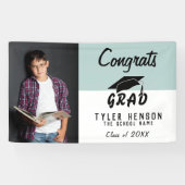 Glückwunschs Grad Blue Foto Graduation Party Banner (Horizontal)