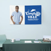 Glückwunschs Grad Blue Graduation Party Foto Banner (Messeveranstaltung)