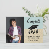 Glückwunschs Grad Blue Rustica Abschluss Card (Stehend Vorderseite)