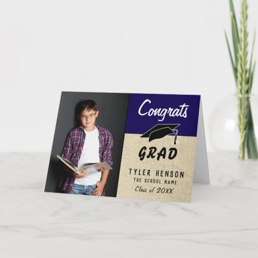 Glückwunschs Grad Blue Rustica Abschluss Card Karte (Vorderseite)