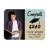 Glückwunschs Grad Blue Rustikales Foto Abschluss Magnet (Horizontal)