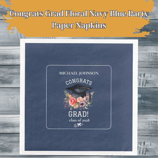 Glückwunschs Grad Blumenmarineblau Party Serviette