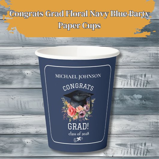 Glückwunschs Grad Blumennadel Blue Party Paper Tel Pappbecher