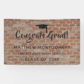 Glückwunschs Grad Brick Wall Abschluss Zeichen Banner (Horizontal)