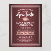 Glückwunschs Grad Burgund & Pink Save the Date Fot Ankündigungspostkarte (Vorderseite)