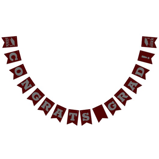 Glückwunschs Grad Dark Maroon und Grau Wimpelkette (Alle)
