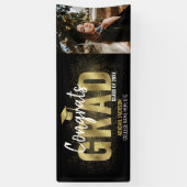 Glückwunschs Grad Foto aus Schwarz und Gold Glitze Banner (Vertikal)