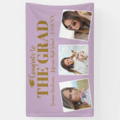 Glückwunschs Grad Foto Collage Lila Abschluss Sign Banner (Vertikal)