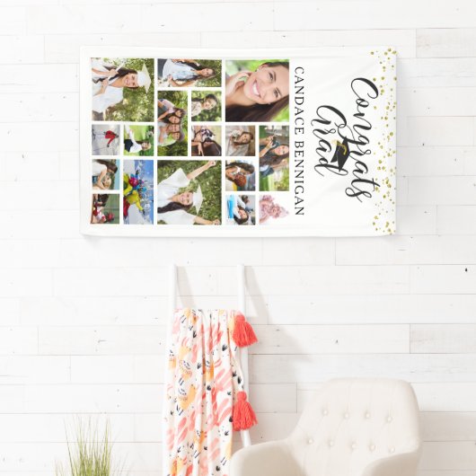 GLÜCKWUNSCHS GRAD Foto Collage Script Confetti Banner (Insitu)