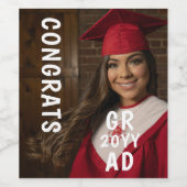 Glückwunschs Grad Foto Date Abschluss Modernes Skr Weinetikett (Einzelnes Label)