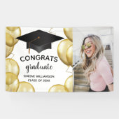 Glückwunschs Grad Foto Gold Ballon Custom Abschlus Banner (Horizontal)
