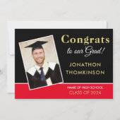 Glückwunschs Grad Foto Gold Black Red 2025 Abschlu Ankündigung (Vorderseite)