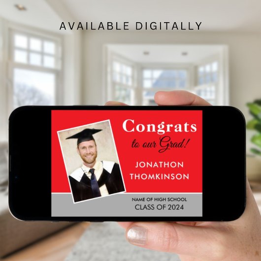 Glückwunschs Grad Foto Red Silver 2025 Abschluss Ankündigung