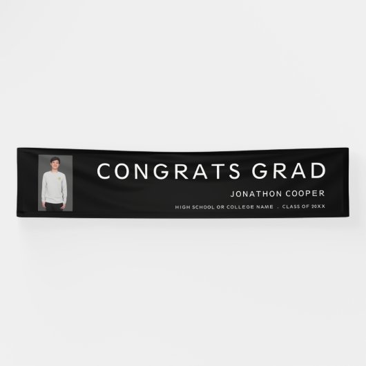 Glückwunschs Grad Foto Schwarz-weiß Abschluss Bann Banner (Horizontal)