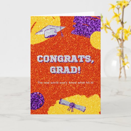 Glückwunschs Grad Glitzer Abschluss Karte (Gelbe Blume)