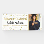 Glückwunschs Grad Gold Confetti Foto Abschluss 202 Banner (Horizontal)