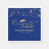 Glückwunschs Grad Gold Script Abschluss Blue Serviette (Vorderseite)