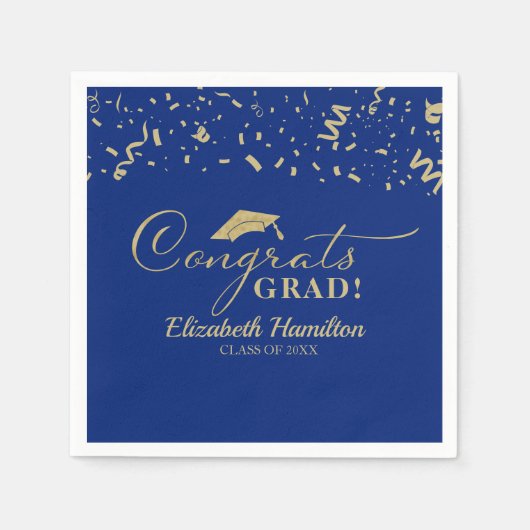 Glückwunschs Grad Gold Script Abschluss Blue Serviette (Vorderseite)