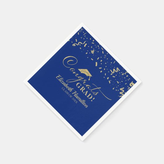 Glückwunschs Grad Gold Script Abschluss Blue Serviette (Ecke)