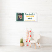 Glückwunschs Grad Green Gold White Foto Abschluss Banner (Insitu)