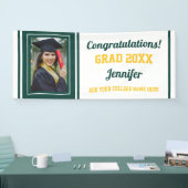 Glückwunschs Grad Green Gold White Foto Abschluss Banner (Messe)