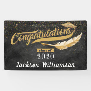 Glückwunschs Grad Luxus Chalkboard Schwarzes Gold Banner