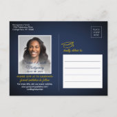 Glückwunschs Grad Navy Blue & Gold Save the Date F Ankündigungspostkarte (Rückseite)