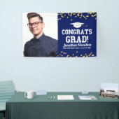 Glückwunschs Grad Navy Blue Grad Party Foto Banner (Messeveranstaltung)