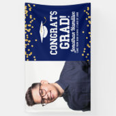 Glückwunschs Grad Navy Blue Grad Party Foto Banner (Vertikal)