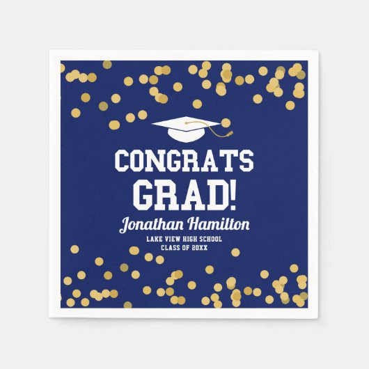 Glückwunschs Grad Navy Blue Grad Party Serviette (Vorderseite)