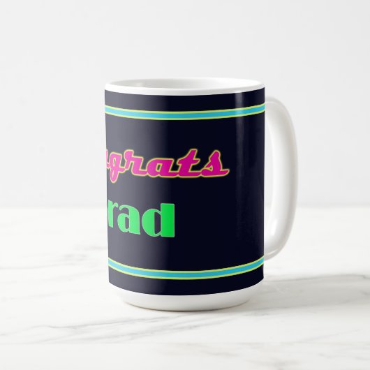 Glückwunschs Grad Neon Letters Kaffeetasse (VorderseiteRechts)