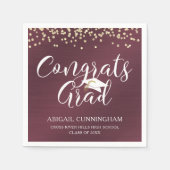 GLÜCKWUNSCHS GRAD Script Typografy Metallic Maroon Serviette (Vorderseite)